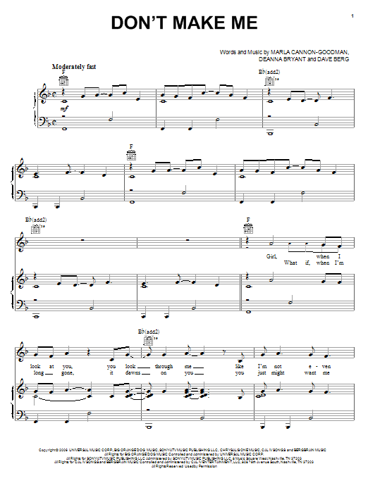 Download Blake Shelton Don't Make Me sheet music and printable PDF score & Pop music notes