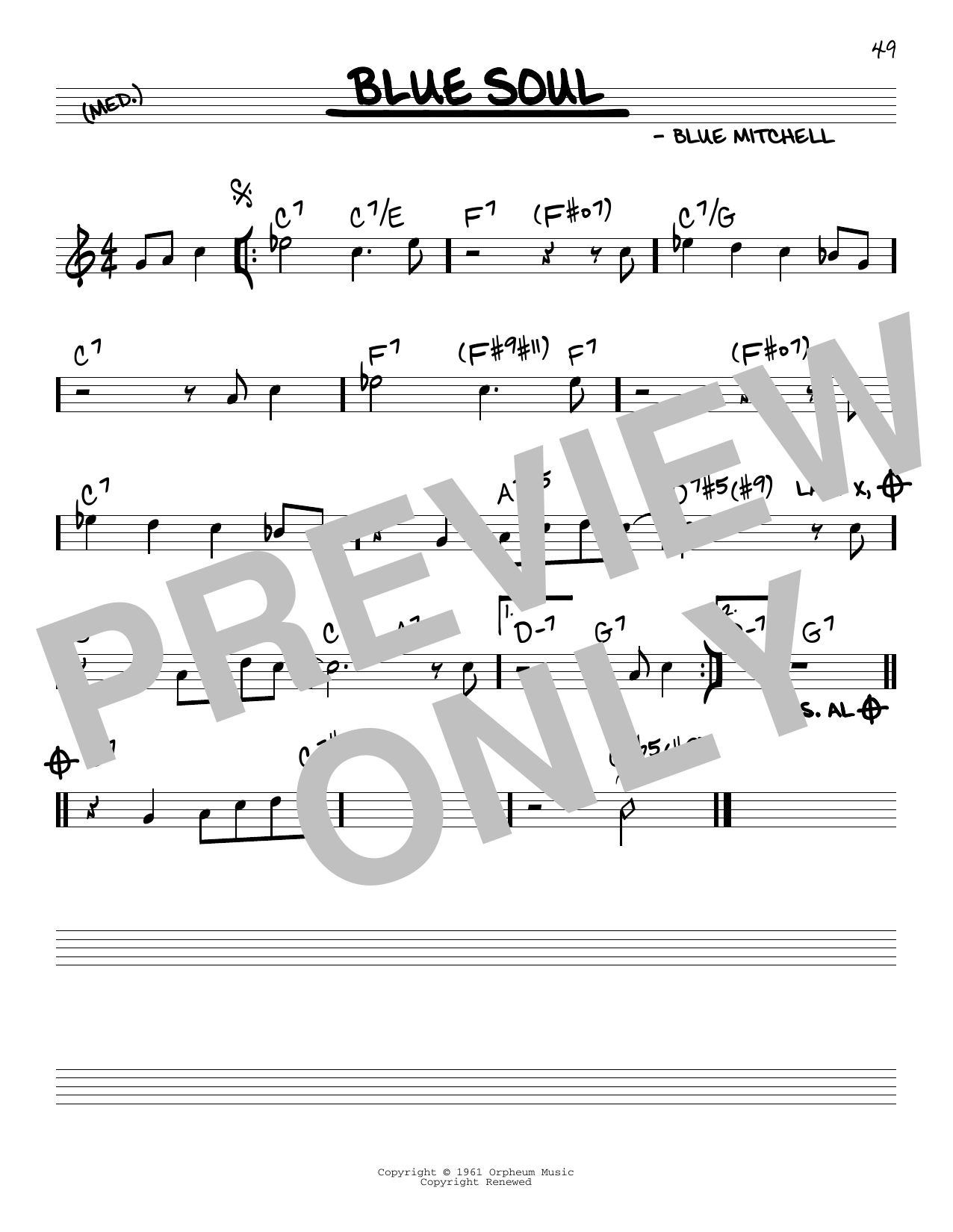 Download Blue Mitchell Blue Soul sheet music and printable PDF score & Jazz music notes