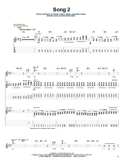 Preview Blur Song 2 Rock sheet music, notes and chords for Lyrics & Chords, SKU: 107806 sheet music, piano notes, chords, guitar tabs, score, transpose, transcribe, how to play, guide, download, learn, tutorial, progression, song, artist, awards, billboard, mtv, vh1, tour, single, album, release