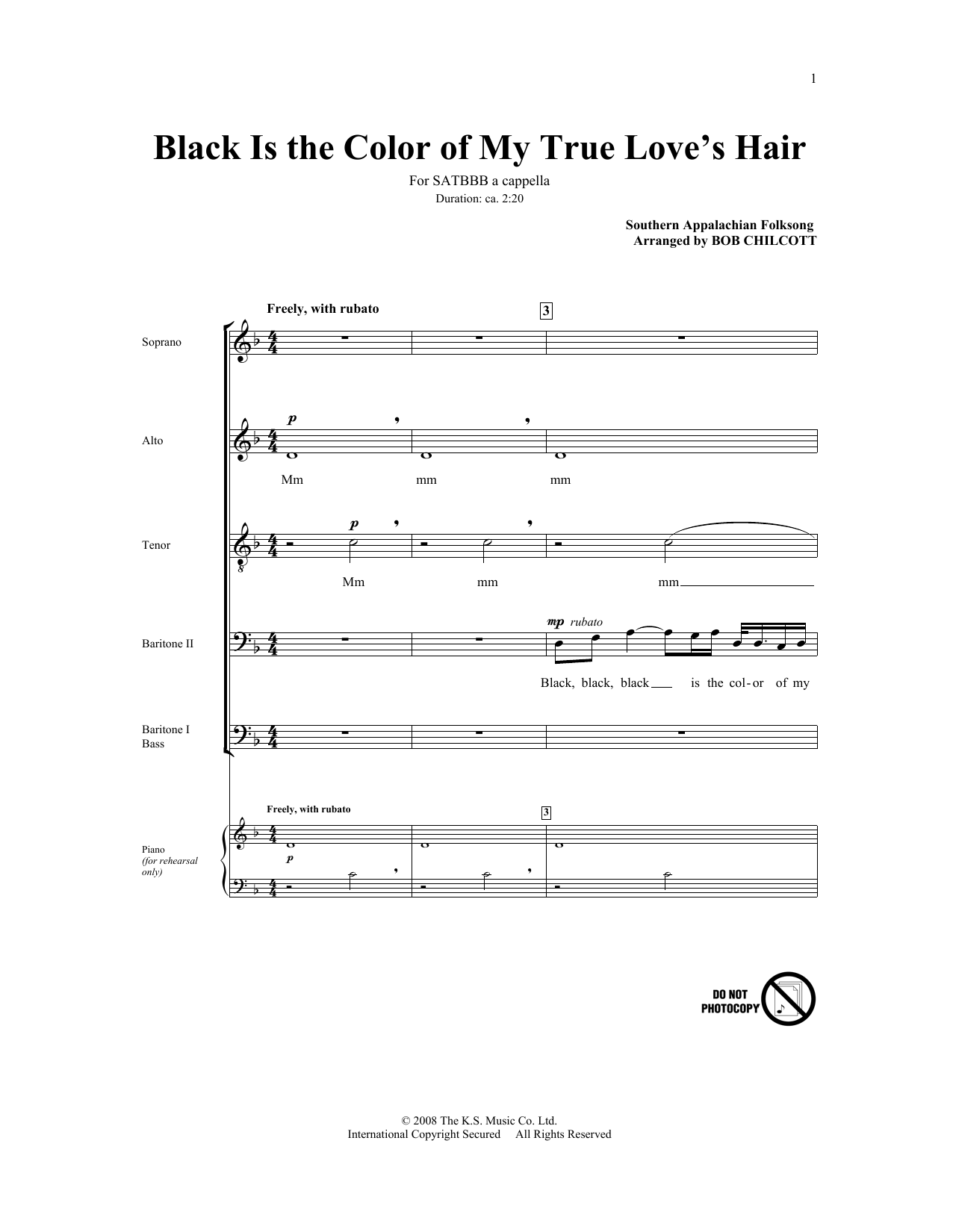 Bob Chilcott Black Is The Color Of My True Love's Hair Sheet Music & Chords for SATB - Download or Print PDF