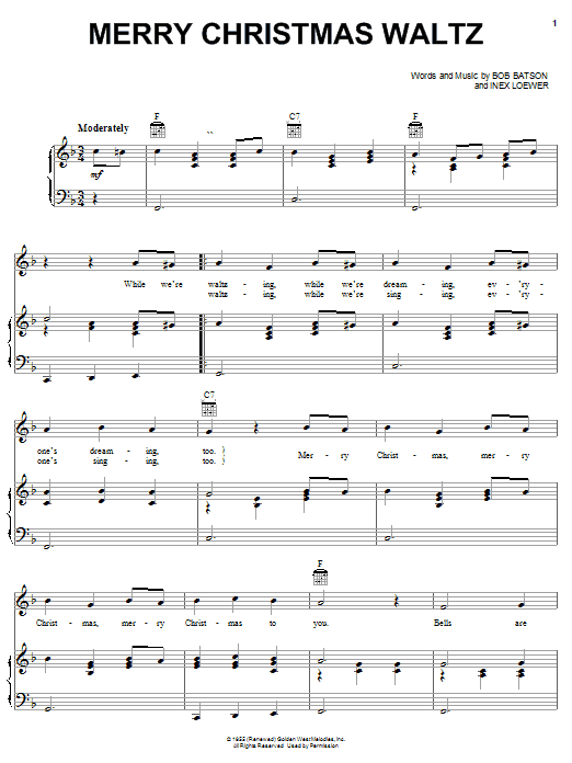 Preview Bob Batson Merry Christmas Waltz Christmas sheet music, notes and chords for Easy Piano, SKU: 24756 Download Bob Batson Merry Christmas Waltz sheet music and printable PDF score & Christmas music notes