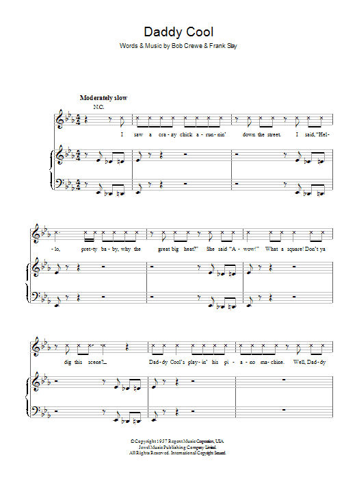 Download Bob Crewe Daddy Cool sheet music and printable PDF score & Easy Listening music notes