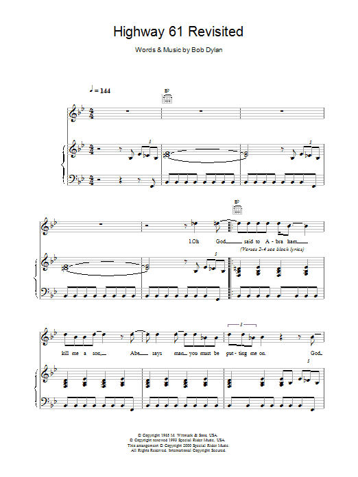 Download Bob Dylan Highway 61 Revisited sheet music and printable PDF score & Rock music notes