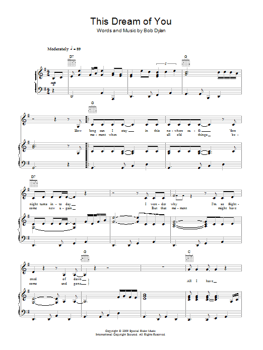 Download Bob Dylan This Dream Of You sheet music and printable PDF score & Pop music notes