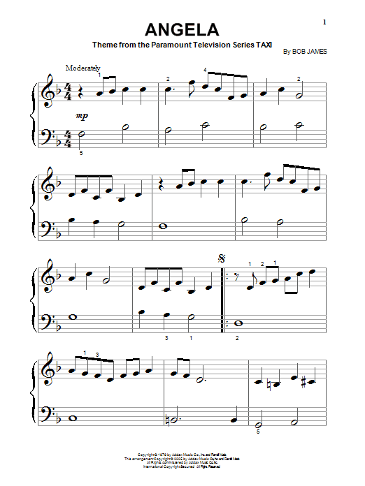 Preview Bob James Angela Film and TV sheet music, notes and chords for Piano (Big Notes), SKU: 51833 Download Bob James Angela sheet music and printable PDF score & Film and TV music notes