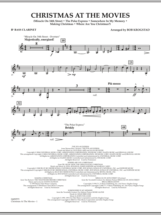 Preview Bob Krogstad Christmas At The Movies - Bb Bass Clarinet Christmas sheet music, notes and chords for Full Orchestra, SKU: 286333 sheet music, piano notes, chords, guitar tabs, score, transpose, transcribe, how to play, guide, download, learn, tutorial, progression, song, artist, awards, billboard, mtv, vh1, tour, single, album, release