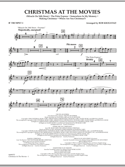 Preview Bob Krogstad Christmas At The Movies - Bb Trumpet 2 Christmas sheet music, notes and chords for Full Orchestra, SKU: 286336 sheet music, piano notes, chords, guitar tabs, score, transpose, transcribe, how to play, guide, download, learn, tutorial, progression, song, artist, awards, billboard, mtv, vh1, tour, single, album, release