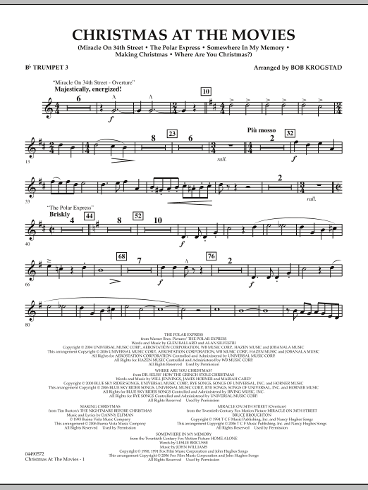 Preview Bob Krogstad Christmas At The Movies - Bb Trumpet 3 Christmas sheet music, notes and chords for Full Orchestra, SKU: 286337 sheet music, piano notes, chords, guitar tabs, score, transpose, transcribe, how to play, guide, download, learn, tutorial, progression, song, artist, awards, billboard, mtv, vh1, tour, single, album, release