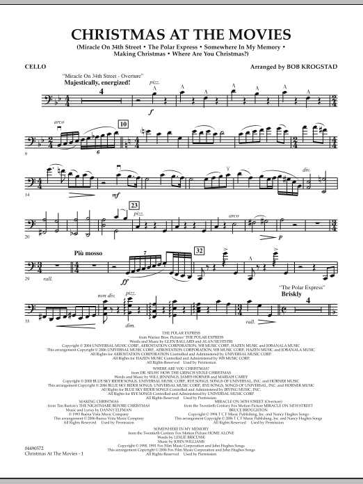 Preview Bob Krogstad Christmas At The Movies - Cello Christmas sheet music, notes and chords for Full Orchestra, SKU: 286357 sheet music, piano notes, chords, guitar tabs, score, transpose, transcribe, how to play, guide, download, learn, tutorial, progression, song, artist, awards, billboard, mtv, vh1, tour, single, album, release