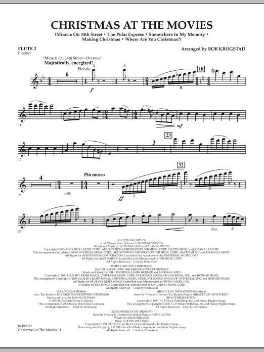 Preview Bob Krogstad Christmas At The Movies - Flute 2 Christmas sheet music, notes and chords for Full Orchestra, SKU: 286329 sheet music, piano notes, chords, guitar tabs, score, transpose, transcribe, how to play, guide, download, learn, tutorial, progression, song, artist, awards, billboard, mtv, vh1, tour, single, album, release
