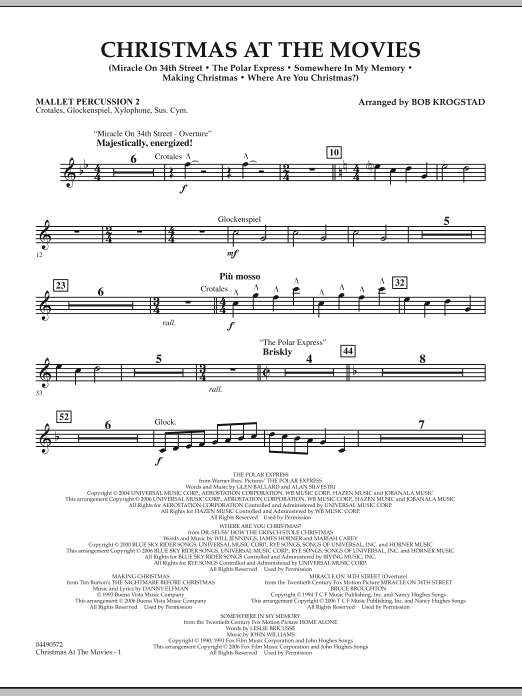 Preview Bob Krogstad Christmas At The Movies - Mallet Percussion 2 Christmas sheet music, notes and chords for Full Orchestra, SKU: 286351 sheet music, piano notes, chords, guitar tabs, score, transpose, transcribe, how to play, guide, download, learn, tutorial, progression, song, artist, awards, billboard, mtv, vh1, tour, single, album, release