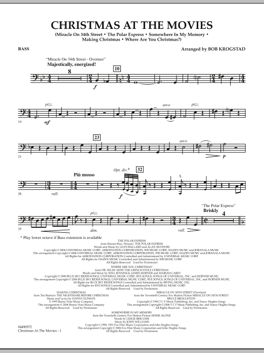 Preview Bob Krogstad Christmas At The Movies - String Bass Christmas sheet music, notes and chords for Full Orchestra, SKU: 286358 sheet music, piano notes, chords, guitar tabs, score, transpose, transcribe, how to play, guide, download, learn, tutorial, progression, song, artist, awards, billboard, mtv, vh1, tour, single, album, release