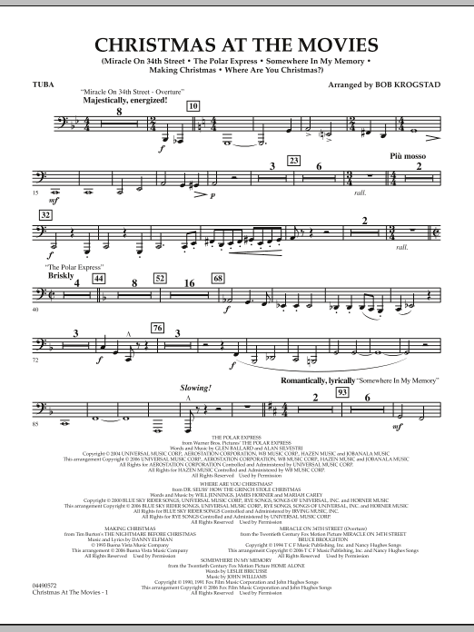 Preview Bob Krogstad Christmas At The Movies - Tuba Christmas sheet music, notes and chords for Full Orchestra, SKU: 286345 sheet music, piano notes, chords, guitar tabs, score, transpose, transcribe, how to play, guide, download, learn, tutorial, progression, song, artist, awards, billboard, mtv, vh1, tour, single, album, release