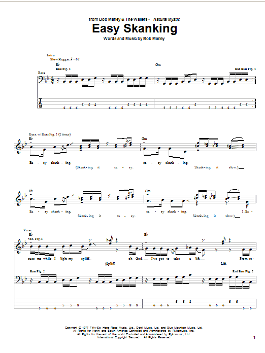 Preview Bob Marley Easy Skanking Pop sheet music, notes and chords for Lyrics & Chords, SKU: 79081 Download Bob Marley Easy Skanking sheet music and printable PDF score & Pop music notes