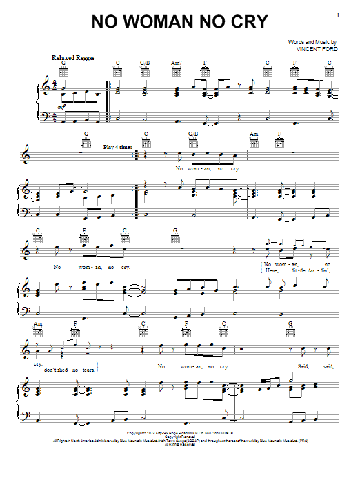 Preview Bob Marley No Woman No Cry World sheet music, notes and chords for Easy Guitar, SKU: 21880 sheet music, piano notes, chords, guitar tabs, score, transpose, transcribe, how to play, guide, download, learn, tutorial, progression, song, artist, awards, billboard, mtv, vh1, tour, single, album, release