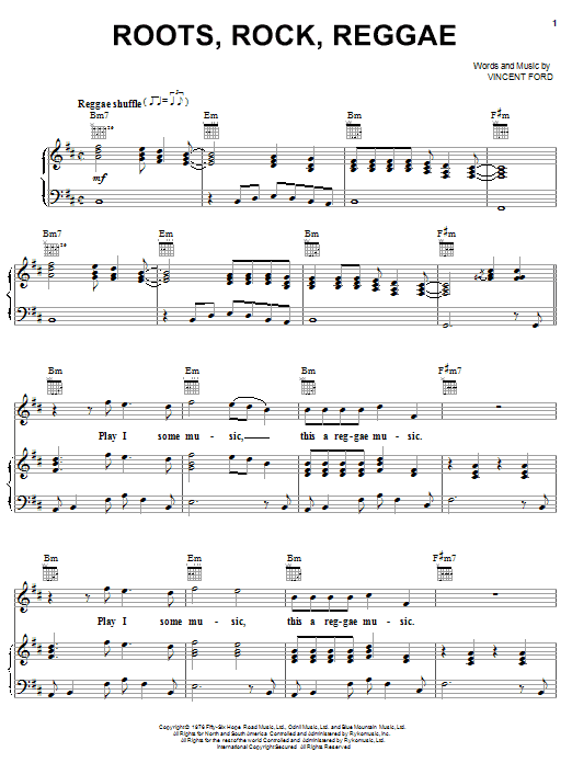 Preview Bob Marley Roots, Rock, Reggae Pop sheet music, notes and chords for Lyrics & Chords, SKU: 79092 Download Bob Marley Roots, Rock, Reggae sheet music and printable PDF score & Pop music notes