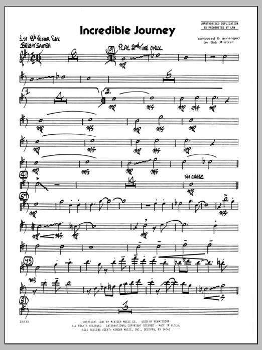 Download Bob Mintzer Incredible Journey - 1st Bb Tenor Saxophone sheet music and printable PDF score & Jazz music notes