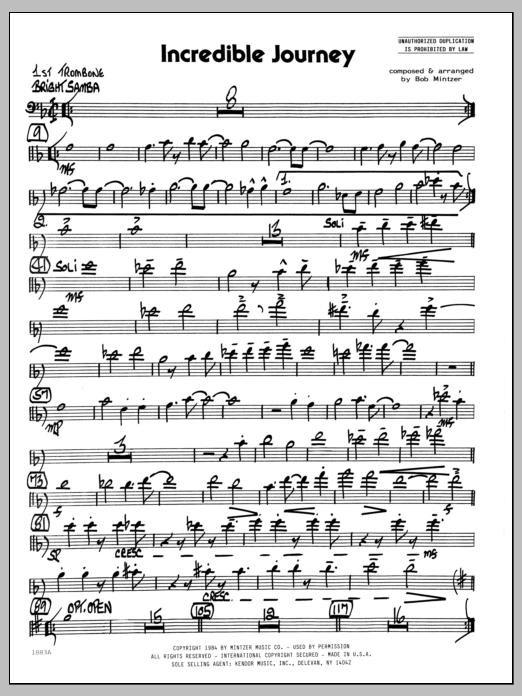 Download Bob Mintzer Incredible Journey - 1st Trombone sheet music and printable PDF score & Jazz music notes