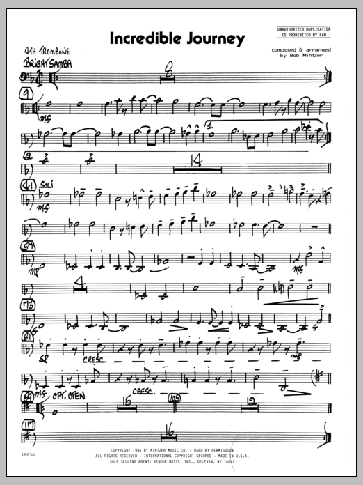 Download Bob Mintzer Incredible Journey - 4th Trombone sheet music and printable PDF score & Jazz music notes