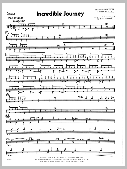 Download Bob Mintzer Incredible Journey - Drums sheet music and printable PDF score & Jazz music notes