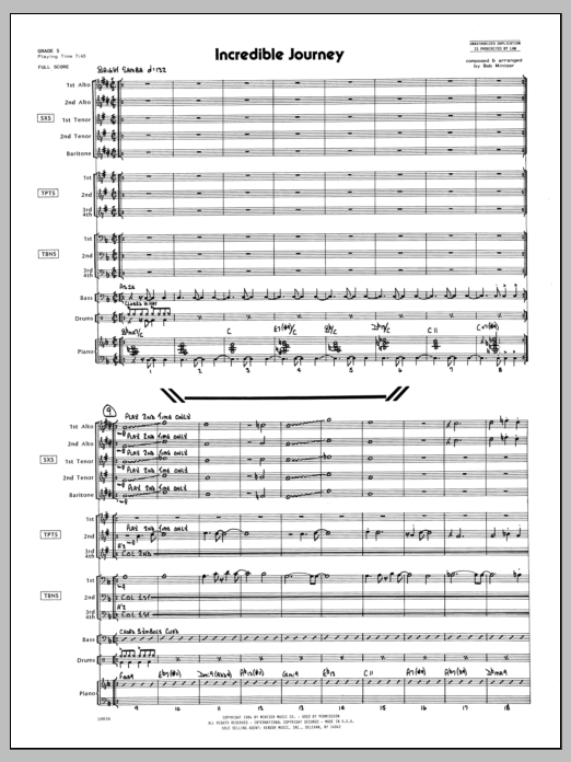 Preview Bob Mintzer Incredible Journey - Full Score Jazz sheet music, notes and chords for Jazz Ensemble, SKU: 334170 Download Bob Mintzer Incredible Journey - Full Score sheet music and printable PDF score & Jazz music notes