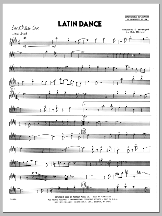 Download Bob Mintzer Latin Dance - 1st Eb Alto Saxophone sheet music and printable PDF score & Jazz music notes