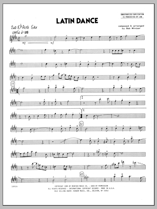 Preview Bob Mintzer Latin Dance - 2nd Eb Alto Saxophone Jazz sheet music, notes and chords for Jazz Ensemble, SKU: 334865 Download Bob Mintzer Latin Dance - 2nd Eb Alto Saxophone sheet music and printable PDF score & Jazz music notes