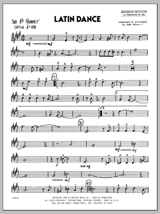 Download Bob Mintzer Latin Dance - 3rd Bb Trumpet sheet music and printable PDF score & Jazz music notes