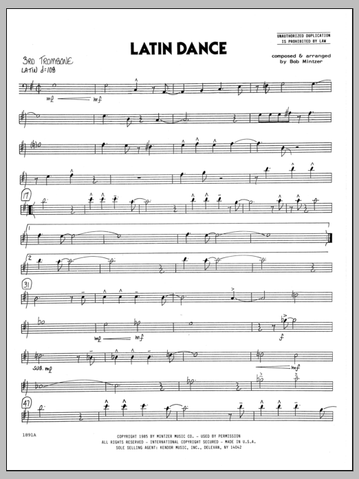 Download Bob Mintzer Latin Dance - 3rd Trombone sheet music and printable PDF score & Jazz music notes