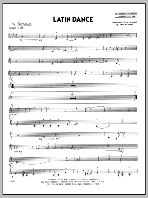 Download Bob Mintzer Latin Dance - 4th Trombone sheet music and printable PDF score & Jazz music notes
