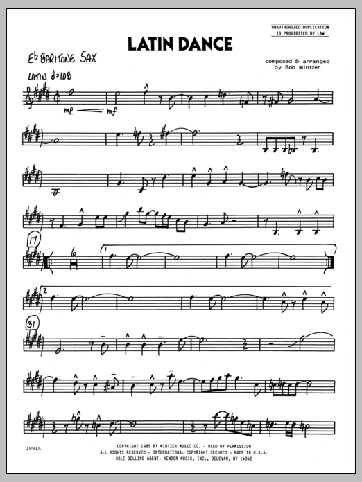 Download Bob Mintzer Latin Dance - Baritone Sax sheet music and printable PDF score & Jazz music notes