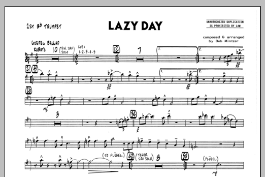 Download Bob Mintzer Lazy Day - 1st Bb Trumpet sheet music and printable PDF score & Jazz music notes