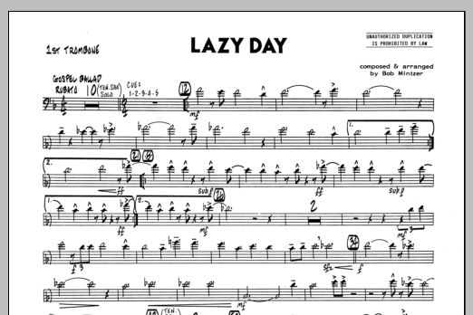Download Bob Mintzer Lazy Day - 1st Trombone sheet music and printable PDF score & Jazz music notes