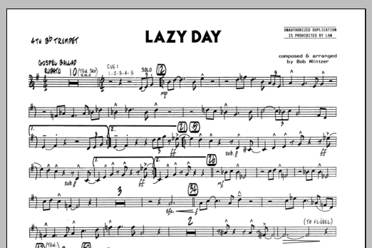 Download Bob Mintzer Lazy Day - 4th Bb Trumpet sheet music and printable PDF score & Jazz music notes