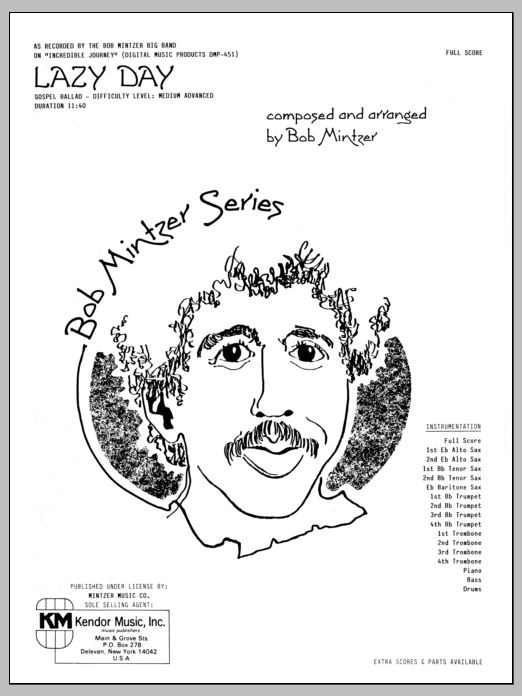 Download Bob Mintzer Lazy Day - Full Score sheet music and printable PDF score & Jazz music notes