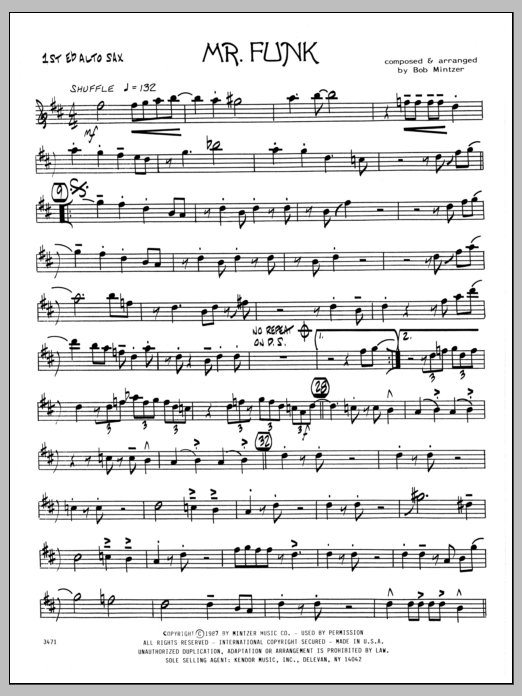 Download Bob Mintzer Mr. Funk - 1st Eb Alto Saxophone sheet music and printable PDF score & Jazz music notes