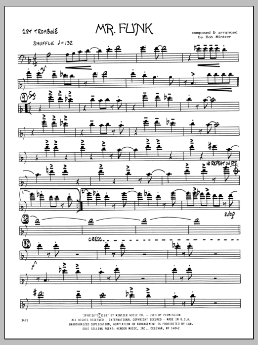 Download Bob Mintzer Mr. Funk - 1st Trombone sheet music and printable PDF score & Jazz music notes