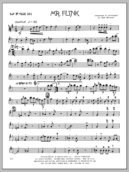 Download Bob Mintzer Mr. Funk - 2nd Bb Tenor Saxophone sheet music and printable PDF score & Jazz music notes