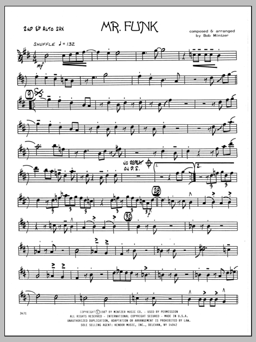 Download Bob Mintzer Mr. Funk - 2nd Eb Alto Saxophone sheet music and printable PDF score & Jazz music notes