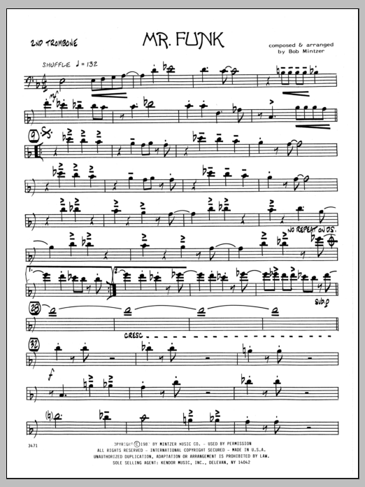 Download Bob Mintzer Mr. Funk - 2nd Trombone sheet music and printable PDF score & Jazz music notes