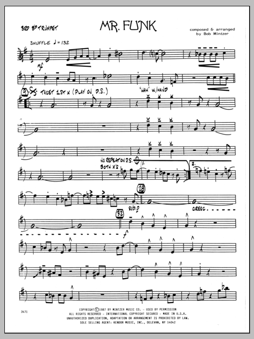 Download Bob Mintzer Mr. Funk - 3rd Bb Trumpet sheet music and printable PDF score & Jazz music notes