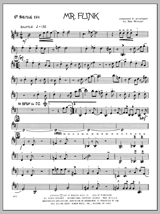 Download Bob Mintzer Mr. Funk - Eb Baritone Sax sheet music and printable PDF score & Jazz music notes
