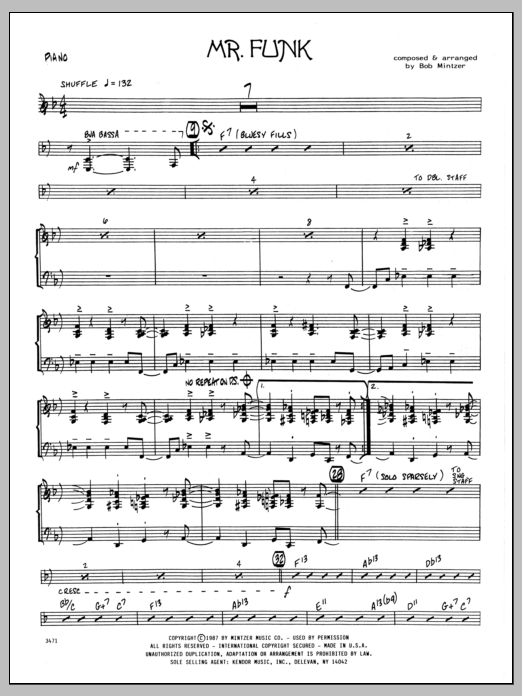 Download Bob Mintzer Mr. Funk - Piano sheet music and printable PDF score & Jazz music notes