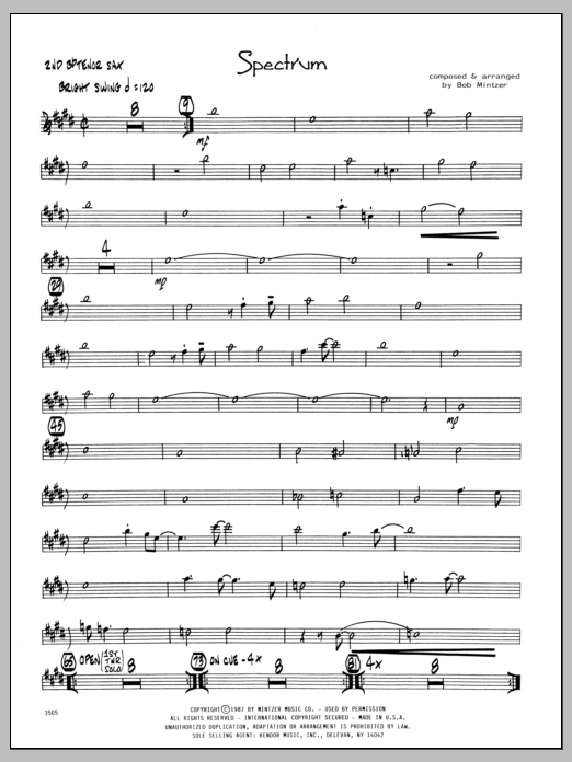 Download Bob Mintzer Spectrum - 2nd Bb Tenor Saxophone sheet music and printable PDF score & Jazz music notes