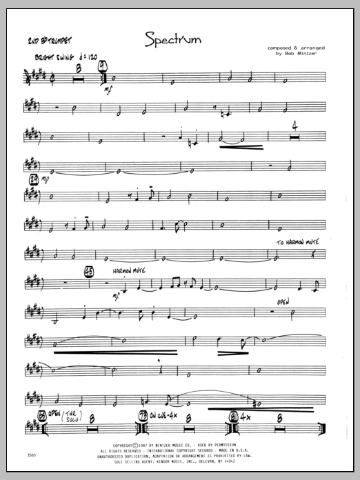 Download Bob Mintzer Spectrum - 2nd Bb Trumpet sheet music and printable PDF score & Jazz music notes