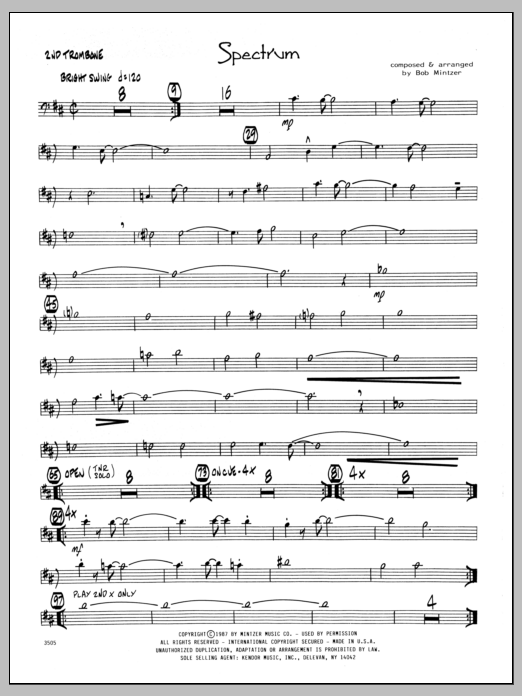 Download Bob Mintzer Spectrum - 2nd Trombone sheet music and printable PDF score & Jazz music notes
