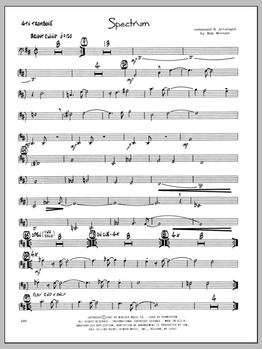 Download Bob Mintzer Spectrum - 4th Trombone sheet music and printable PDF score & Jazz music notes