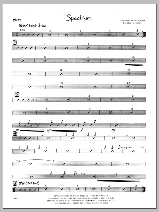 Download Bob Mintzer Spectrum - Drums sheet music and printable PDF score & Jazz music notes