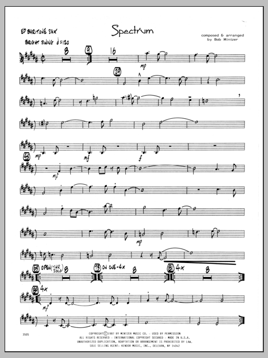 Download Bob Mintzer Spectrum - Eb Baritone Sax sheet music and printable PDF score & Jazz music notes