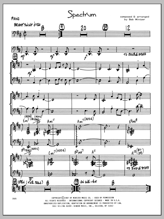 Download Bob Mintzer Spectrum - Piano sheet music and printable PDF score & Jazz music notes